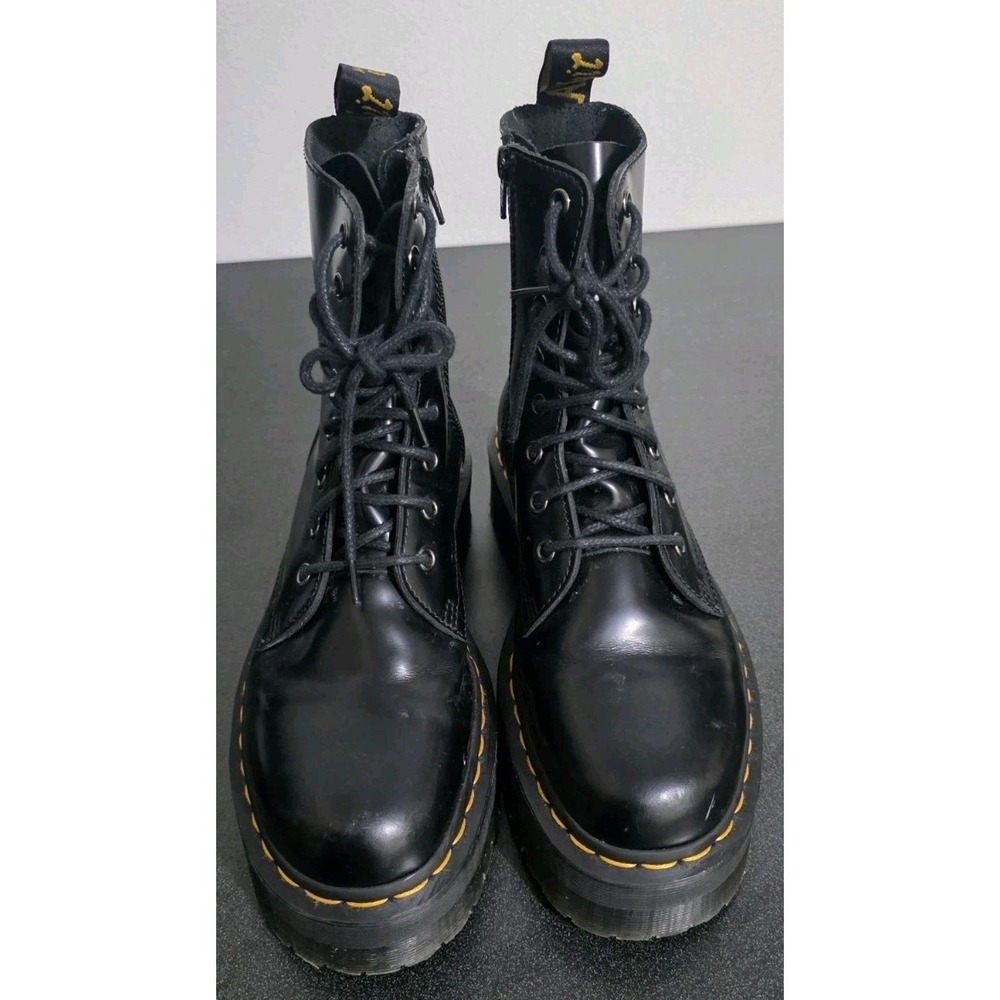 Dr. Martens Jadon Platform Boots Black Leather Lace Up Zipper 7M Woman Grunge - Picture 4 of 8